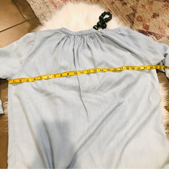 Ulla Johnson Split Neck Chambray Dress Tunic Shift Sz 8 - Picture 10 of 13